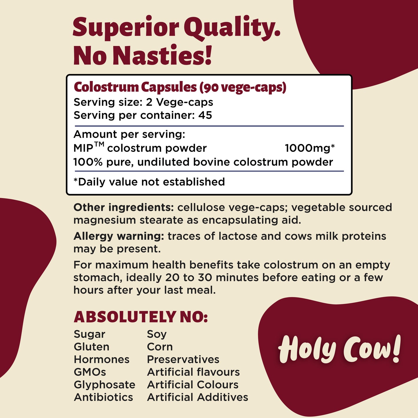 Holy Cow Health Colostrum Powders + Colostrum Capsule Value 3-Pack