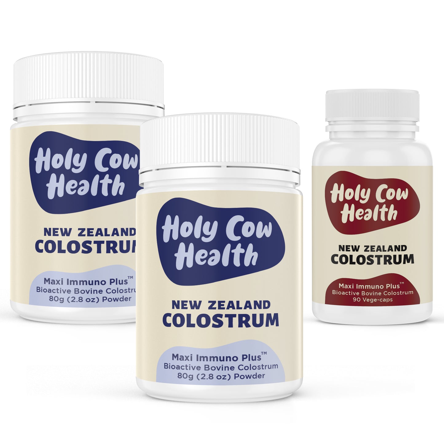 Holy Cow Health Colostrum Powders + Colostrum Capsule Value 3-Pack